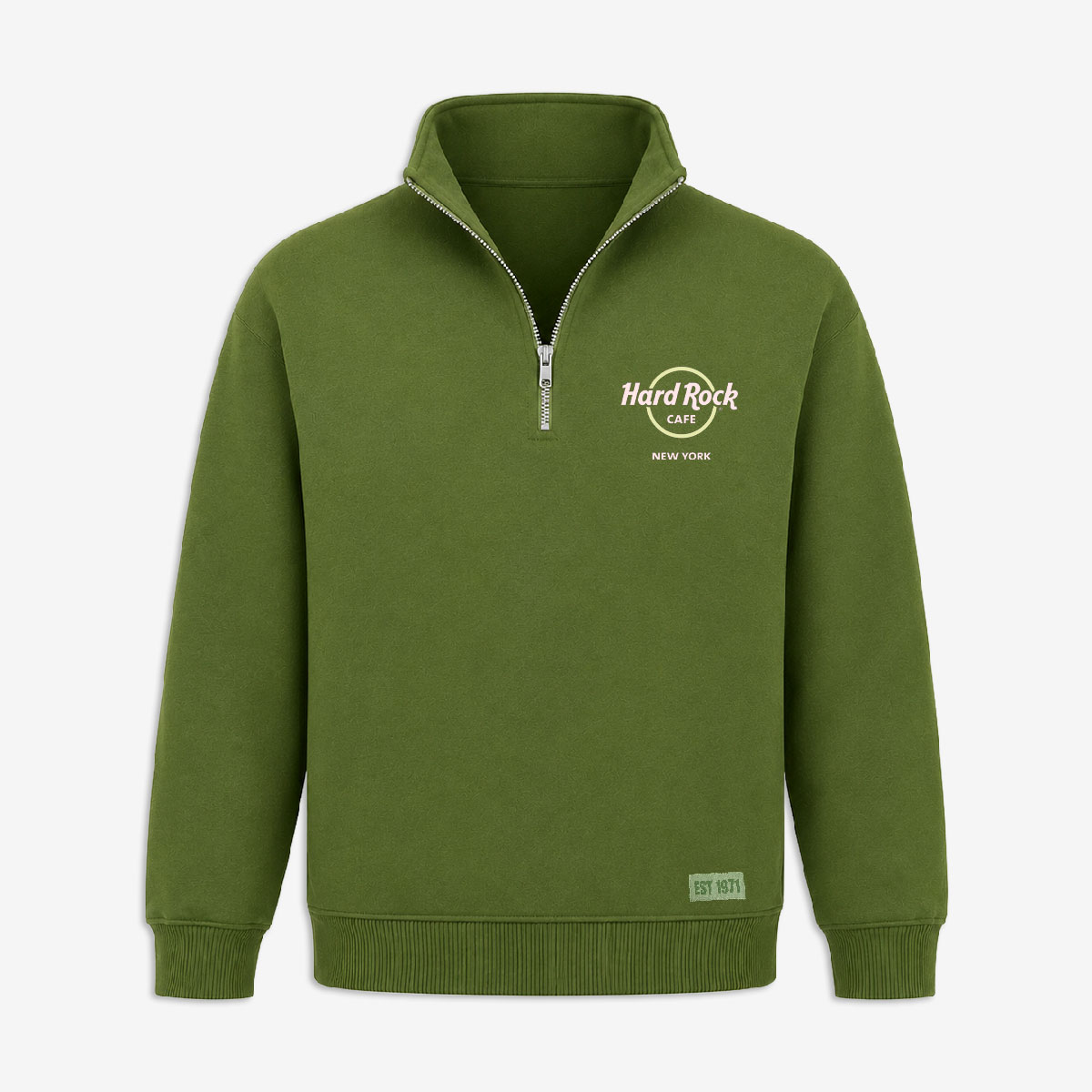Color Vibs Quarter Zip Fleece in Washed Green image number 1